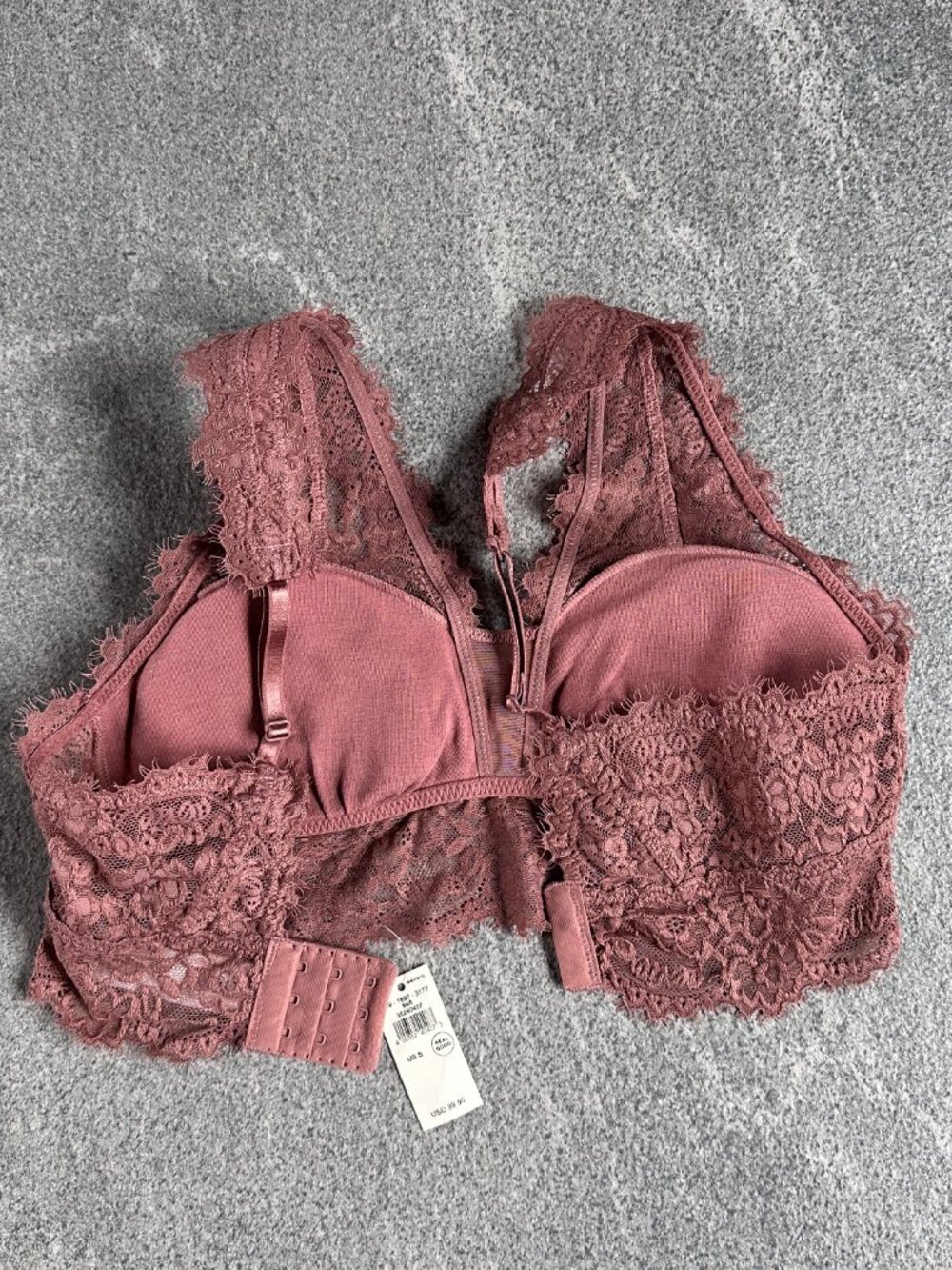 NWT Aerie 32C, 34A, 34B Eyelash Lace Plunge Bralette Racerback Adjustable Straps - Picture 8 of 13